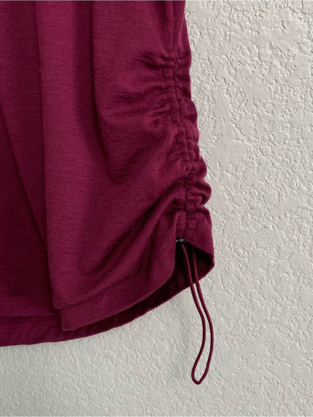 Ibex Top Womens XL Merino Wool 1/4 Zip Base Layer Side Ruched Outdoor Burgundy - Picture 12 of 13